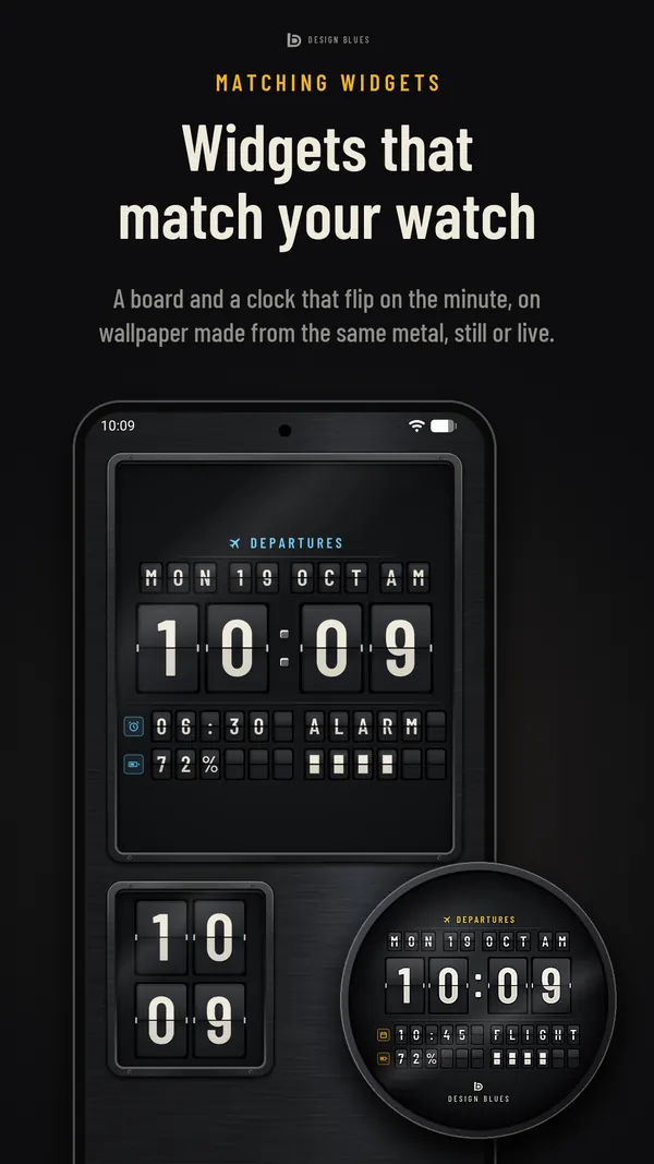 Departures Flip's flip-clock widgets on a phone's home screen